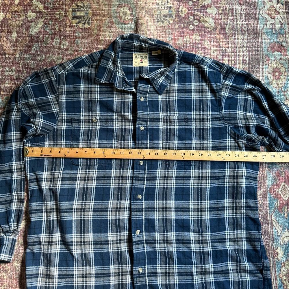 RedHead Men's 2XL Blue Plaid Flannel Shirt 100% Cotton - Picture 4 of 10
